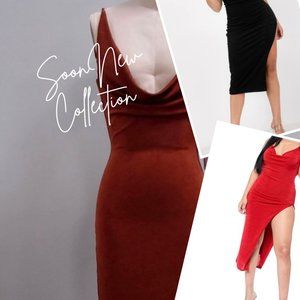BROWN HALTER DRESS